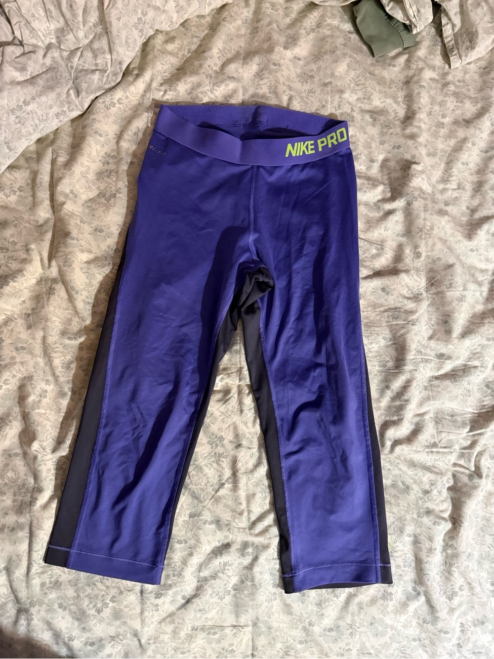 Nike Purple and Black Performance Capri Leggings
